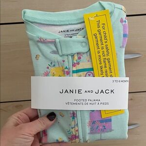 Janie and Jack Pastel Green Footed Pajama